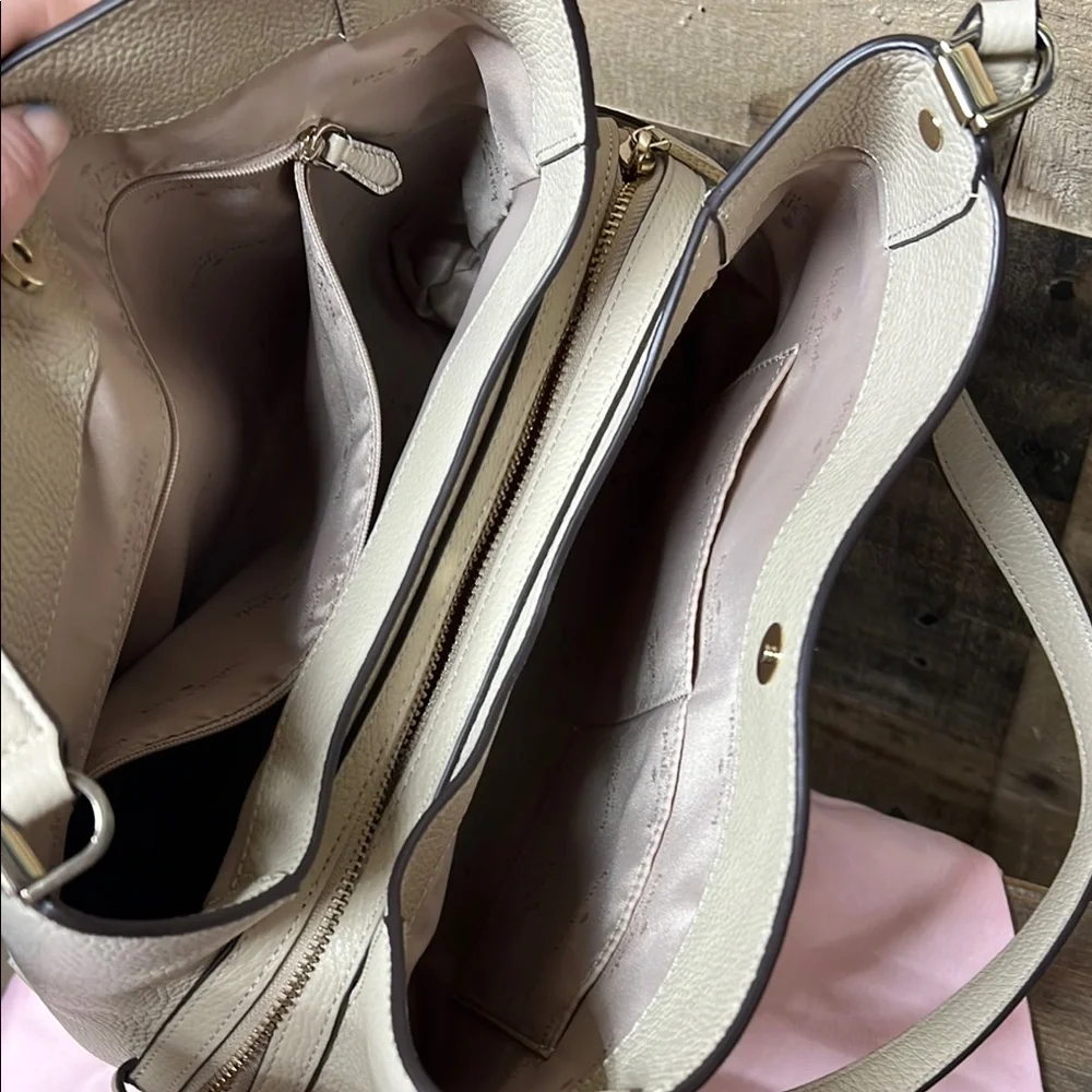 Kate Spade Leila‎ Light Sand Leather Triple Compartment Satchel Bag & wallet Set